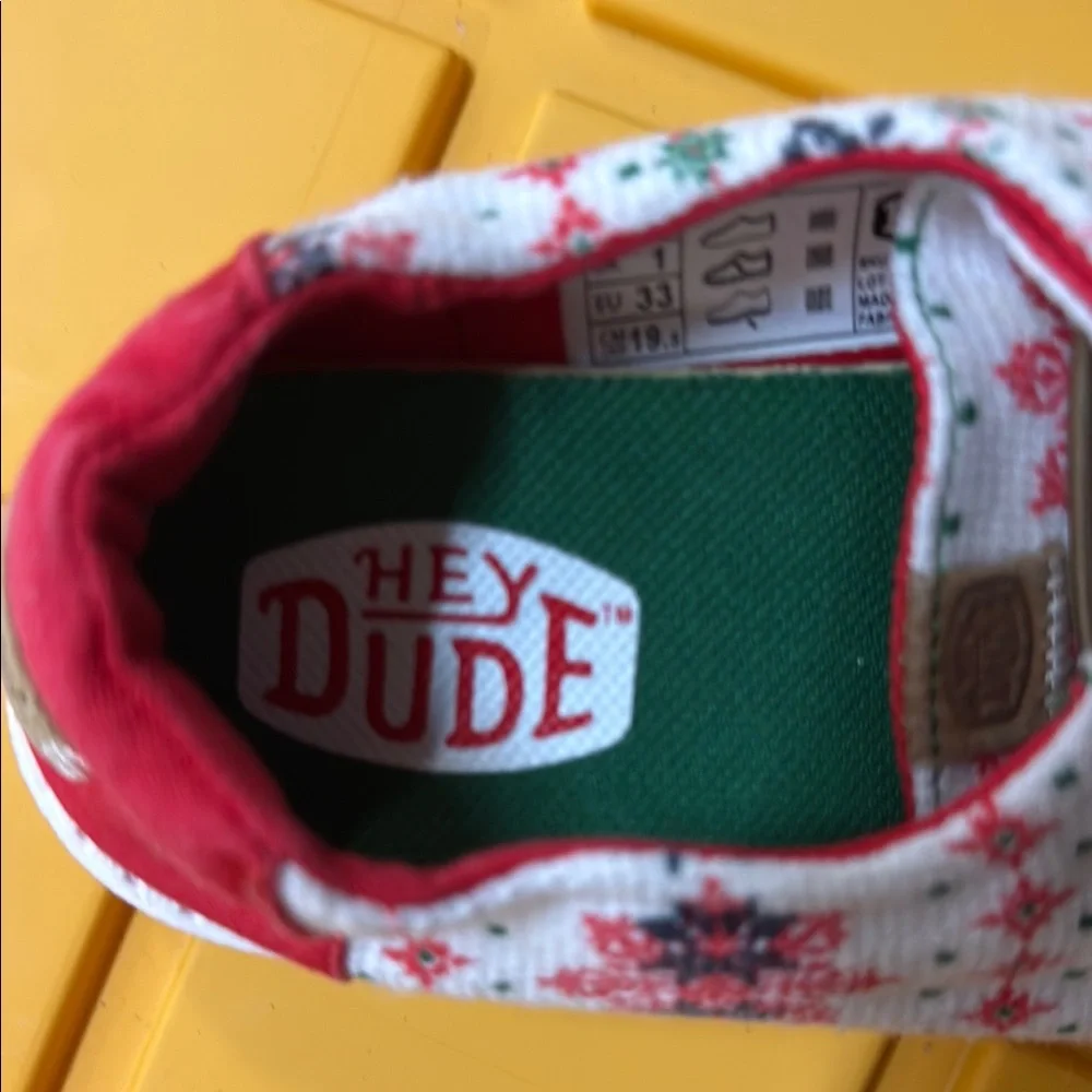 Hey Dude Kids' Festive Red and Green Shoes